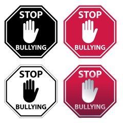 Stop Bullying Sign. Four Variations Vector 