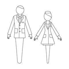 Man in a business suit,  woman in a white coat. Sign and symbol. Template. Pharmacy and medicine. Illustration.