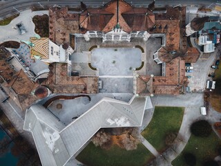 Obraz na płótnie Canvas Aerial photo of the Swiss National Museum in Zurich, Switerland