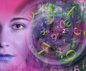 Woman face,art,and numerology