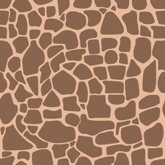 Animal print vector seamless pattern. The color of the giraffe. Abstract brown spots. Flat hand drawn illustration for print, textile, paper and other design. EPS 10