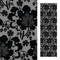 Seamless floral pattern (leaves, flower, brach) in the eclectic style of the late 19th century