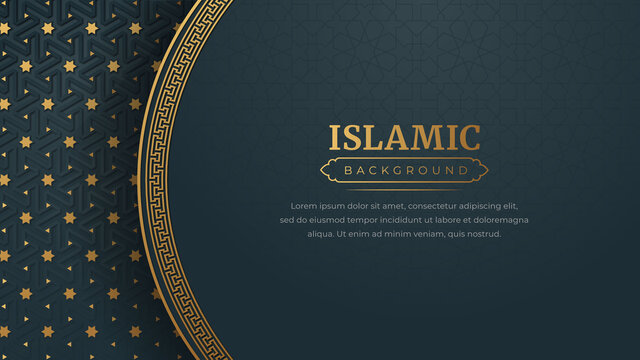 Islamic Arabic Golden Ornament Border Pattern Background with Copy Space for Text