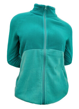 Green Woman Fleece Sweatshirt With Zipper