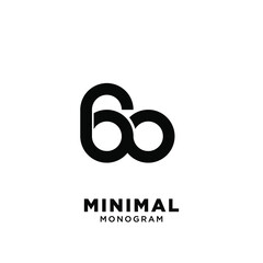 minimal initial letter go initial number 60 simple vector design isolated background