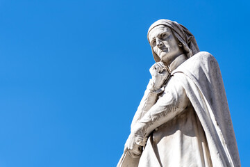 Sculpture of Dante, famous Italian writer, Verona, Italy