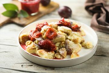 Traditional Austrian pancake with plum jam