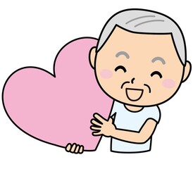 おじいさん03_02（大きなハートを抱える年配の男性）