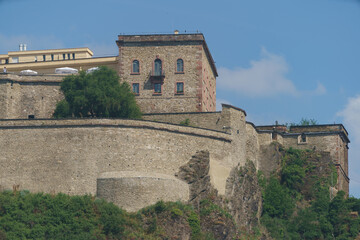 Photography of the Ehrenbreitstein Fortress.  Fortress in the German state of Rhineland-Palatinate, on the east bank of the Rhine where it is joined by the Moselle
