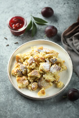 Traditional Austrian pancake with plum jam