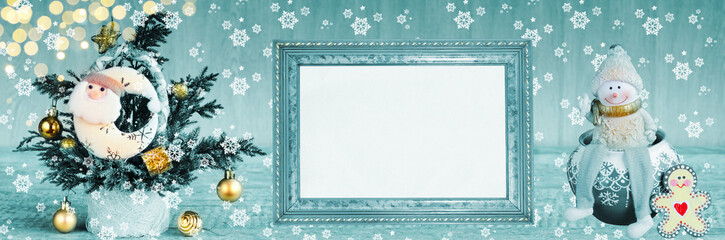 Christmas widescreen background, free space for text in the photo frame. art design, banner