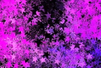 Plakat Dark Pink vector background with beautiful snowflakes, stars.
