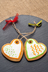 Homemade Gingerbread cookies. Christmas cookies hearts.