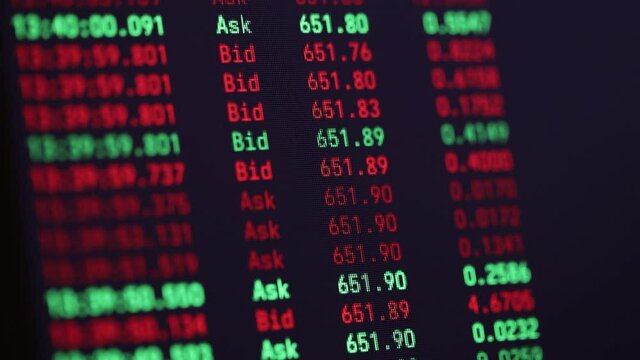 Shallow depth of field footage with details of Ethereum cryptocurrency transactions on a digital screen.