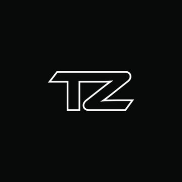 T Z letter logo abstract design on black color background. tz monogram