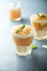 Homemade apple dessert with custard