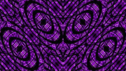 African pattern with colored shapes and black curves, illustration 