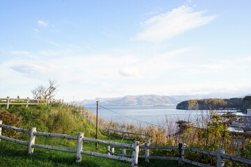 Fototapeta premium View from Otaru Nishingoten aka Herring Mansions in Otaru, Hokkaido, Japan - にしん御殿からの眺望 北海道 小樽市