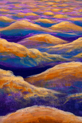 Fototapeta na wymiar Abstract Relax Mountain Desert - Wave Oil Painting Watercolor