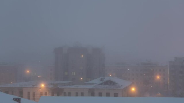 Time lapse of break of day in Yakutsk in extreme cold weather