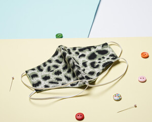 Tiger pattern cloth mask made of cotton. beautiful handmade cloth masks. masks made by ourselves according to the size and shape of our face.