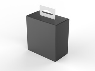 Blank paper box packaging with hand tab for mockup design and branding, 3d render illustration.