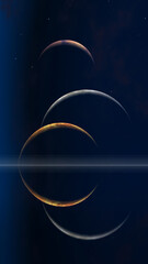 Three moons in space