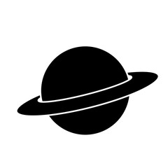 Black Silhouette Icon - Saturn Planet