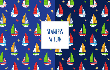 Boats seamless pattern.