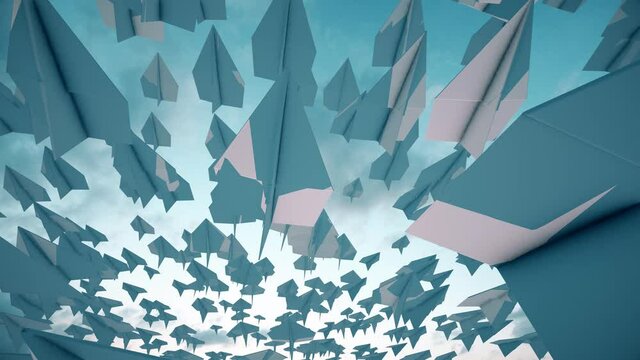 Flying Paper Air Planes 4k. High quality 4k footage