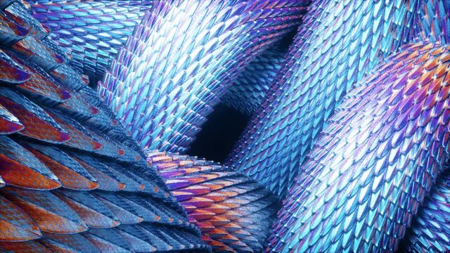Abstract Purple Dragon Scales Moving 4k. High quality 4k footage