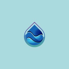 water drop logo design concept, nature blue water logo template