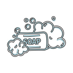 Vector soap and foam icon on cartoon style on white isolated background.