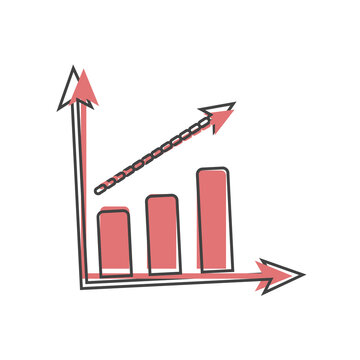 Growth graph. Vector business icon schedule cartoon style on white isolated background.