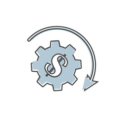 Process optimization vector icon on cartoon style on white isolated background.