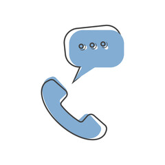 Handset vector icon. Phone icon in flat style cartoon style on white isolated background.