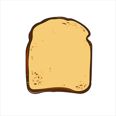 Slice of bread, toast, top view.  Grilled bread slice. Vegan snack food. Vector illustration.