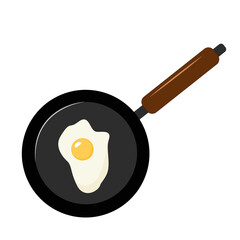 Scrambled eggs in a pan. Simple vector art.
