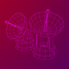 Radar. Directional radio antenna with satellite dish