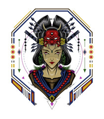 Geisha illustration. japanese culture design template