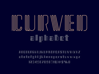Vector of modern stylized alphabet design with uppercase, lowercase, numbers and symbols