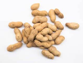bunch of ecological peanuts on a white background