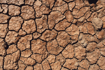 Texture brown dried earth. Wallpaper,Patterns and textures cracked soil, drought of the ground.