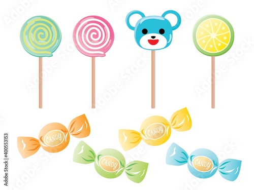 動物や果物やうずまきの棒キャンディーのセット Animal Wall Mural Anim Third Stone