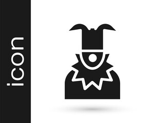 Black Joker head icon isolated on white background. Jester sign. Vector.