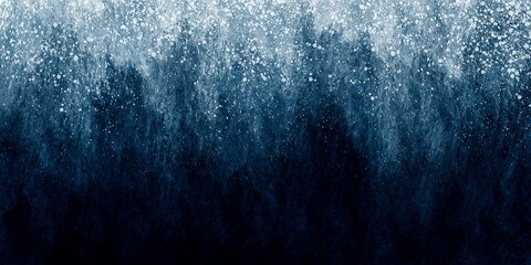 Abstract art painting blue and white in concept winter landscape snowy forest for background, banner, decoration.