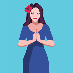 Avatar female portrait of Beautiful Tai woman greeting 