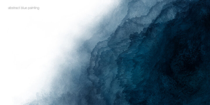 Abstract watercolor paint background dark blue color grunge texture and white space for text. © korkeng
