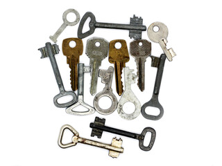 Old key on a white background, retro object