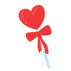 Vector illustration: heart shaped candy cane. Valentine's day illustration in hand drow style.